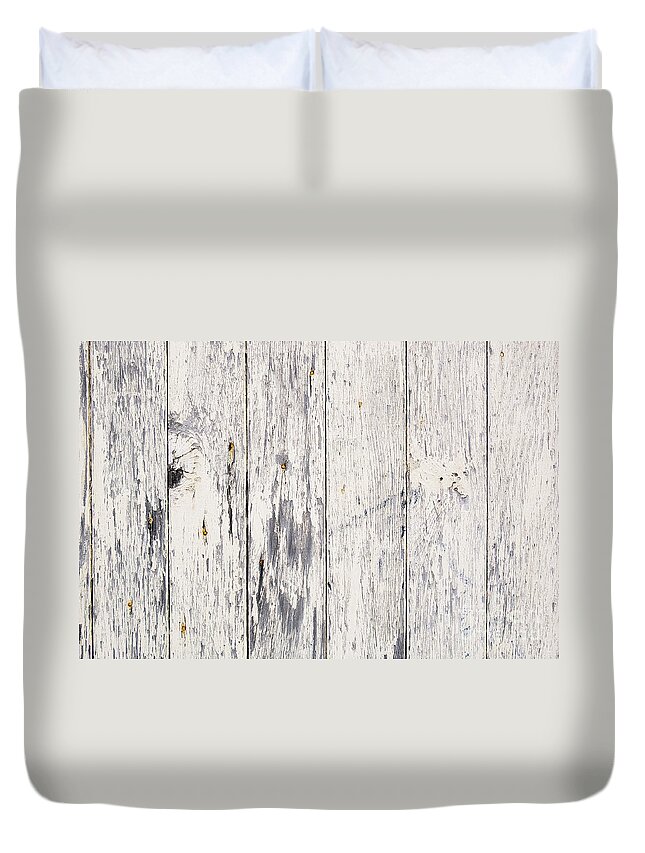 Abstract Duvet Cover featuring the photograph Weathered Paint on Wood by THP Creative