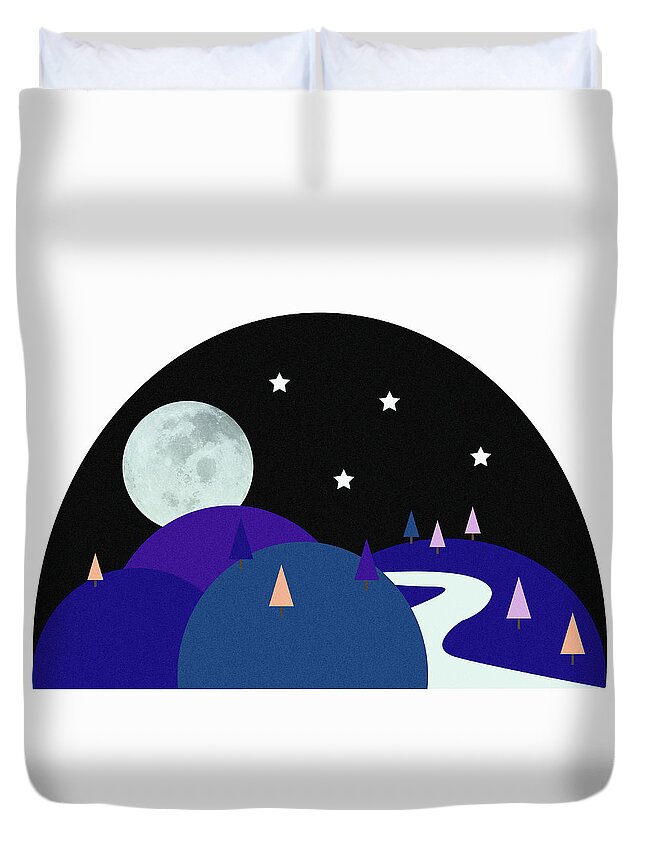After Dark Duvet Cover featuring the photograph Winding Path In Rolling Landscape by Ikon Ikon Images