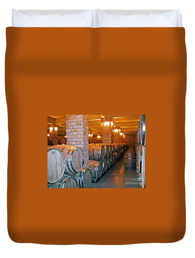 Wine Vats Duvet Cover featuring the photograph Wine Vats #1 by Tim Holt