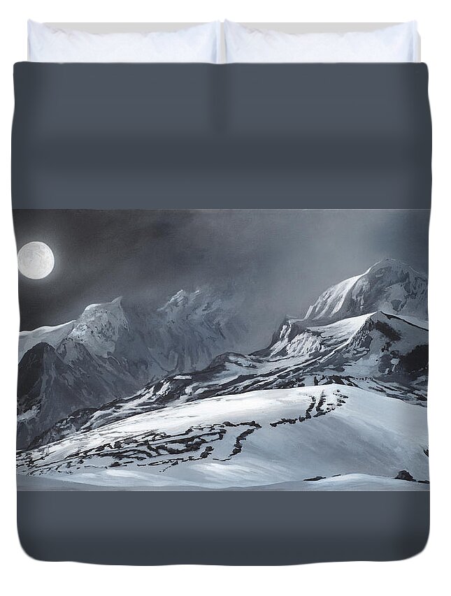 Moon Duvet Cover featuring the painting Winter Moon by Lynn Hansen