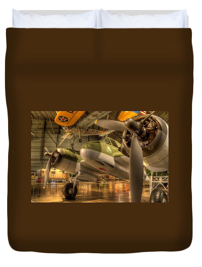 Fighter Duvet Cover featuring the photograph World War II Fighter #1 by David Dufresne