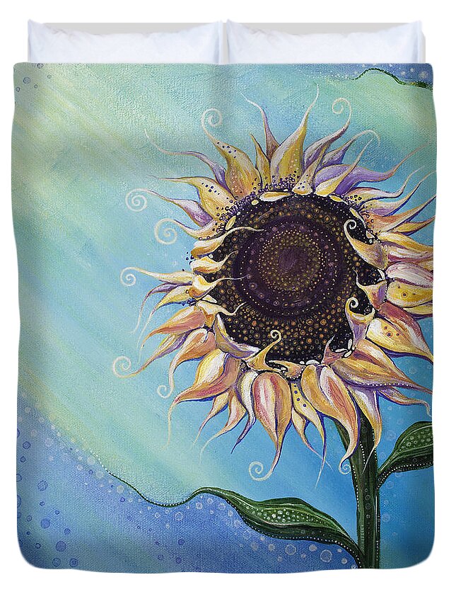 Floral Duvet Cover featuring the painting You Are My Sunshine #2 by Tanielle Childers