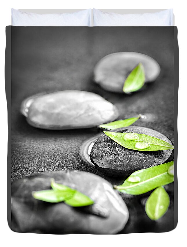 Stone Duvet Cover featuring the photograph Zen stones 1 by Elena Elisseeva