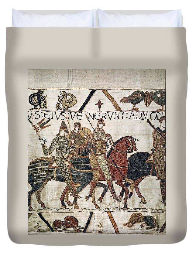 1066 Duvet Cover featuring the tapestry - textile Bayeux Tapestry #10 by Granger