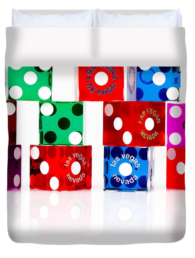 Las Vegas Duvet Cover featuring the photograph Colorful Dice by Raul Rodriguez