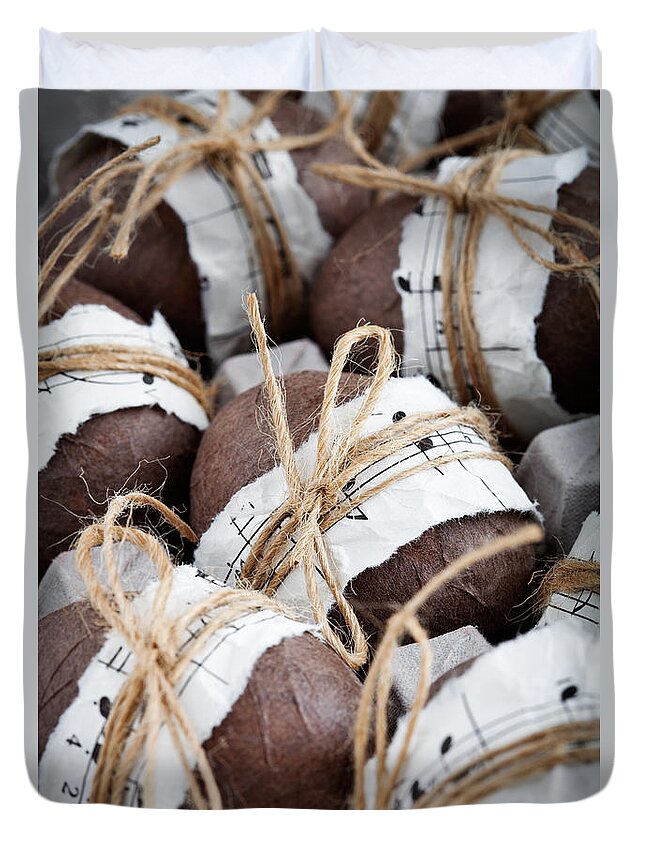 Basket Duvet Cover featuring the photograph Easter eggs #10 by Kati Finell