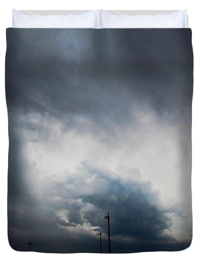 Stormscape Duvet Cover featuring the photograph More Strong Cells moving over South Central Nebraska #8 by NebraskaSC