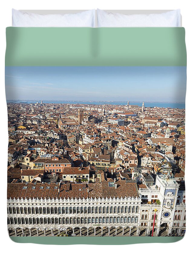 Panoramic View Duvet Cover featuring the photograph Venice - Italy #10 by Mats Silvan