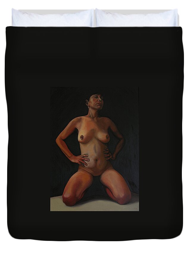Sexual Duvet Cover featuring the painting 11 Am by Thu Nguyen