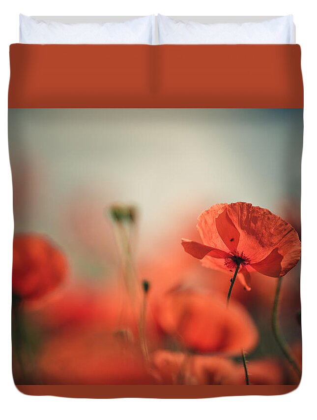 Poppy Duvet Cover featuring the photograph Poppy Meadow #11 by Nailia Schwarz
