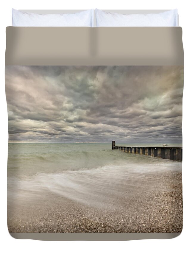 Lake Michigan Duvet Cover featuring the photograph Breakwater #12 by Peter Lakomy