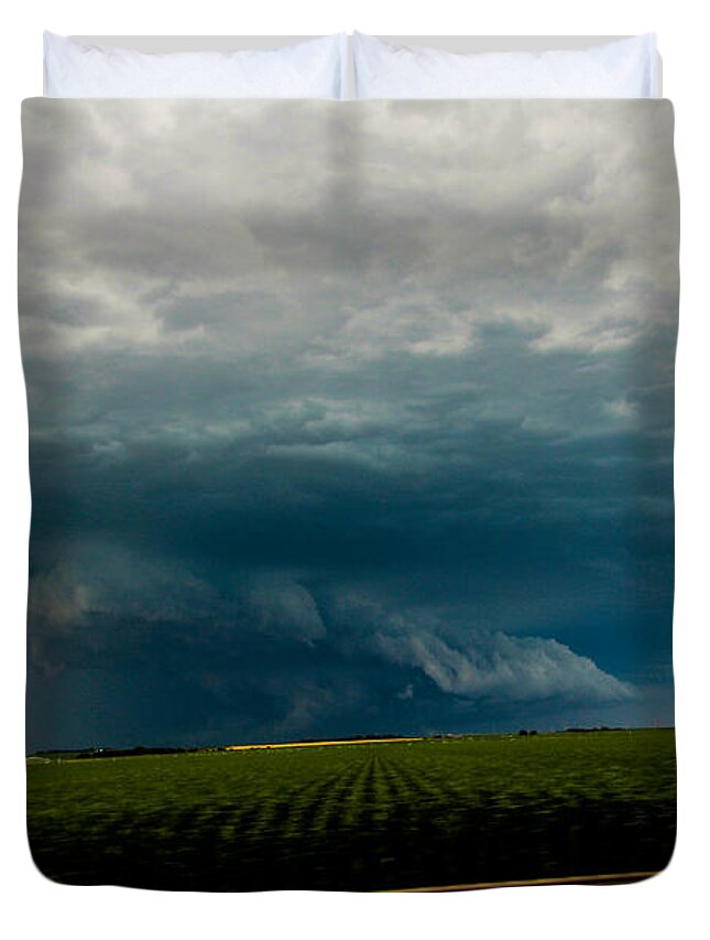 South Central Nebraska Duvet Cover featuring the photograph Industrial Light and Nebraska Thunderstorm Magic #17 by NebraskaSC