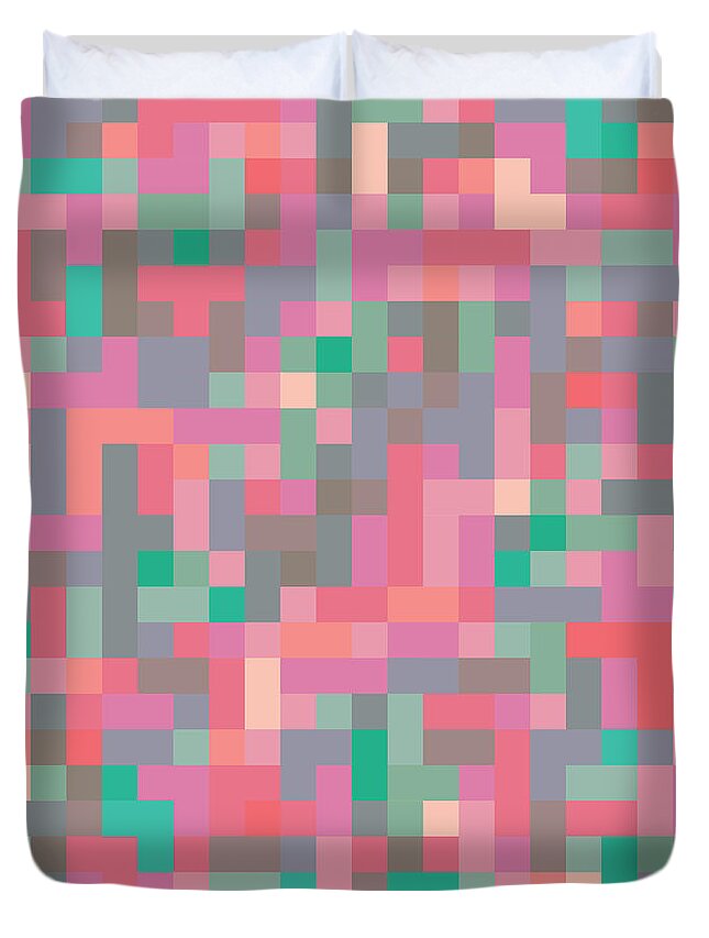 Abstract Duvet Cover featuring the digital art Pixel Art #13 by Mike Taylor