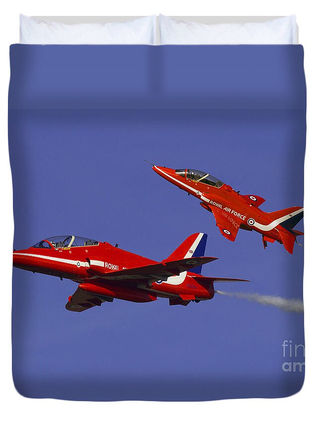 The Red Arrows Duvet Cover featuring the digital art Red Arrows by Airpower Art