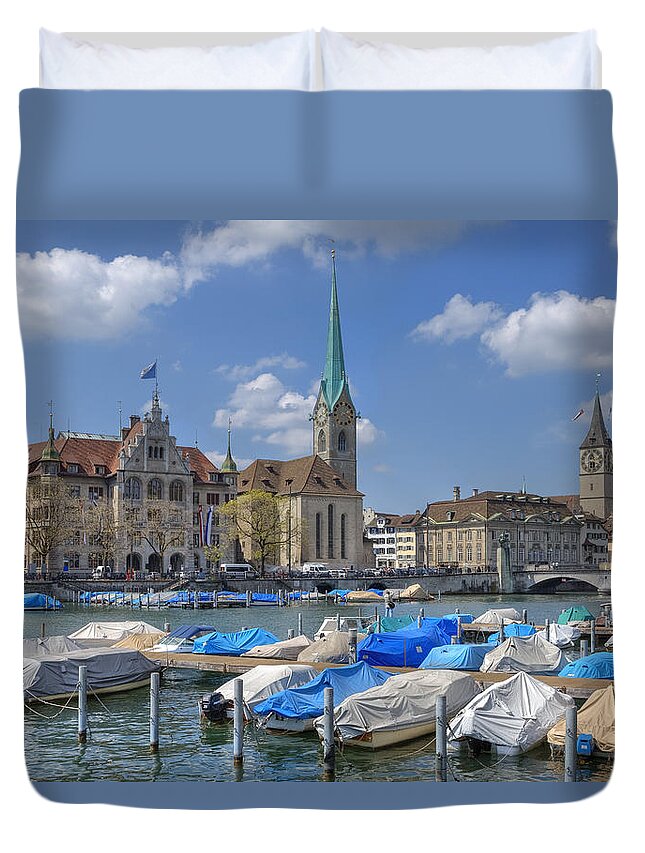 Fraumuenster Duvet Cover featuring the photograph Zurich #13 by Joana Kruse
