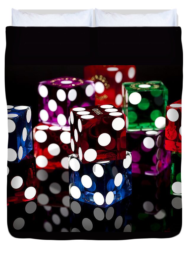 Dice Duvet Cover featuring the photograph Colorful Dice #14 by Raul Rodriguez