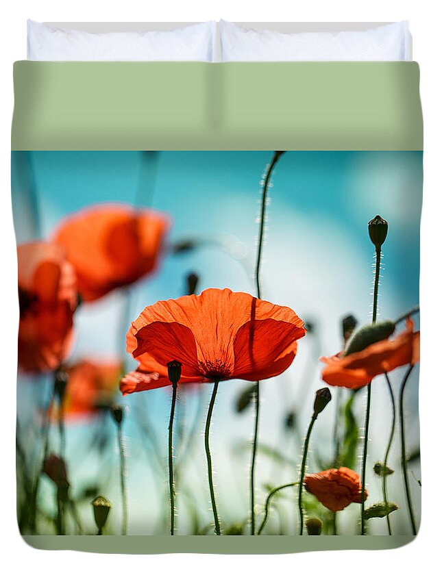 Poppy Duvet Cover featuring the photograph Poppy Meadow by Nailia Schwarz