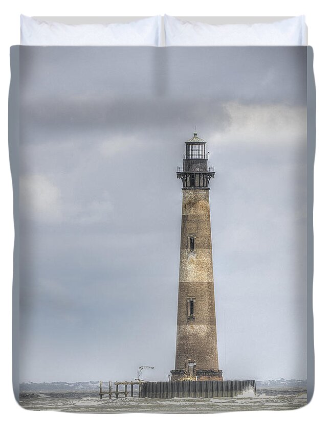 Morris Island Lighthouse Duvet Cover featuring the photograph Morris Island Lighthouse by Dale Powell