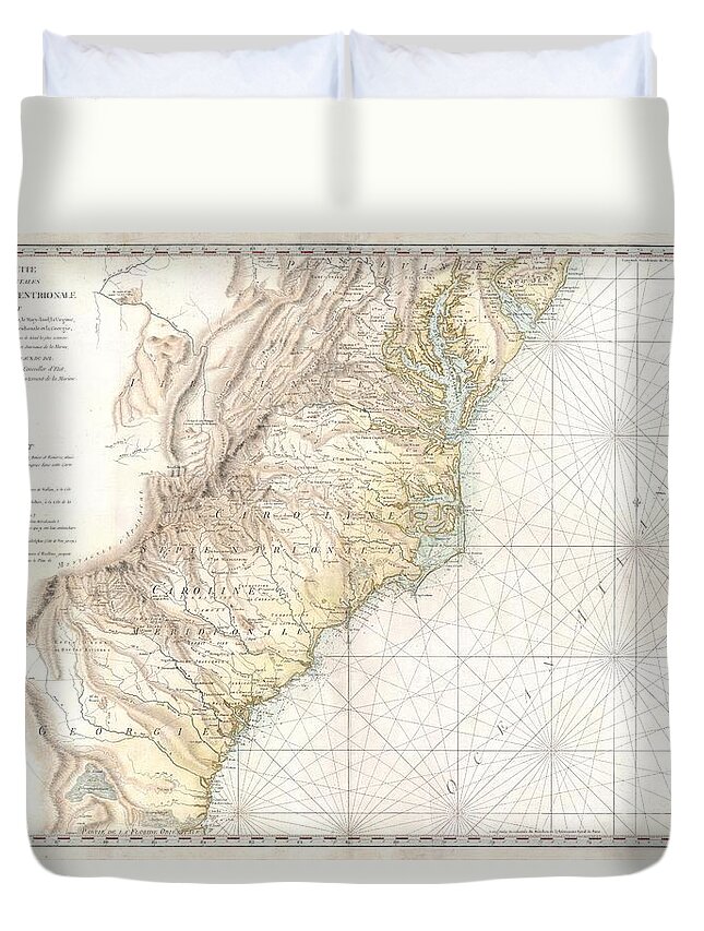  Duvet Cover featuring the photograph 1778 Sartine Map of Georgia North Carolina South Carolina Virginia and Maryland by Paul Fearn