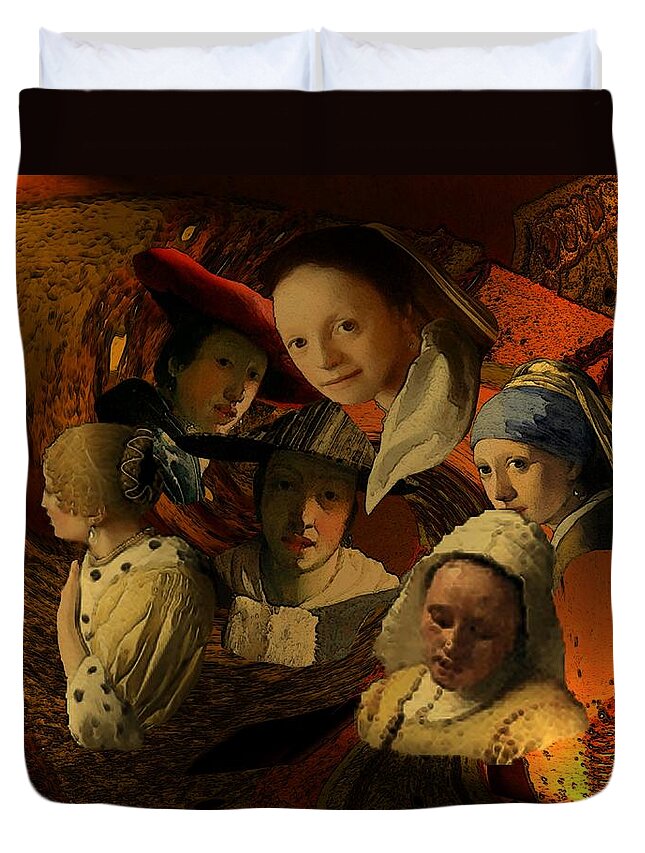 17th-century Duvet Cover featuring the digital art 17th Century Maidens by Tristan Armstrong