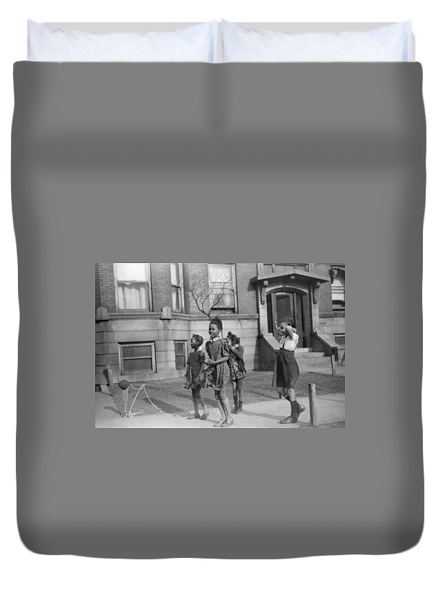 1941 Duvet Cover featuring the photograph Chicago Children, 1941 #18 by Granger