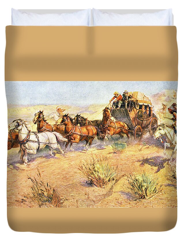 Horizontal Duvet Cover featuring the painting 1800s 1860s Overland Stage Coach by Vintage Images