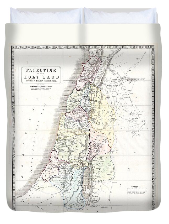1852 Philip Map Of Palestine - Israel - Holy Land Duvet Cover featuring the photograph 1852 Philip Map of Palestine Israel Holy Land by Paul Fearn