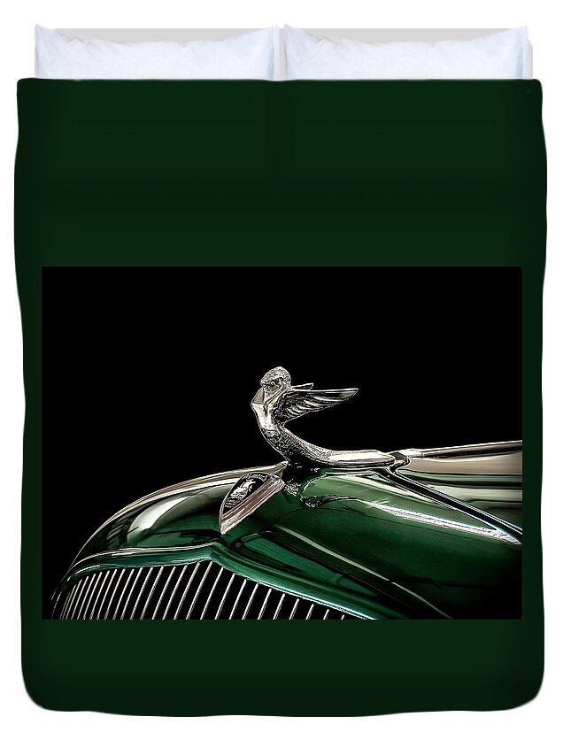 Vintage Duvet Cover featuring the digital art 1933 Plymouth Mascot by Douglas Pittman