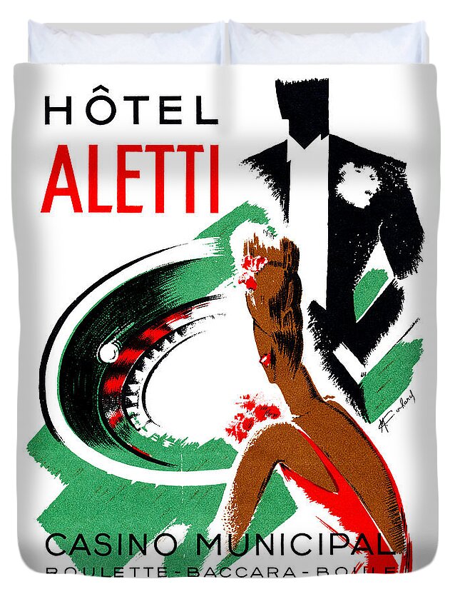 Vintage Duvet Cover featuring the painting 1935 Hotel Aletti Casino Algeria by Historic Image