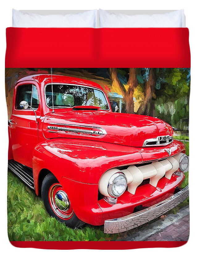 1951 Ford Truck Duvet Cover featuring the photograph 1951 Ford Pick Up Truck F100 Painted  by Rich Franco