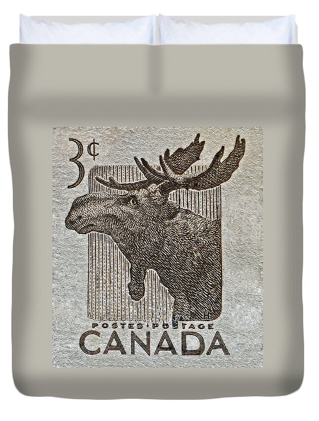 1953 Canada Moose Stamp Duvet Cover For Sale By Bill Owen