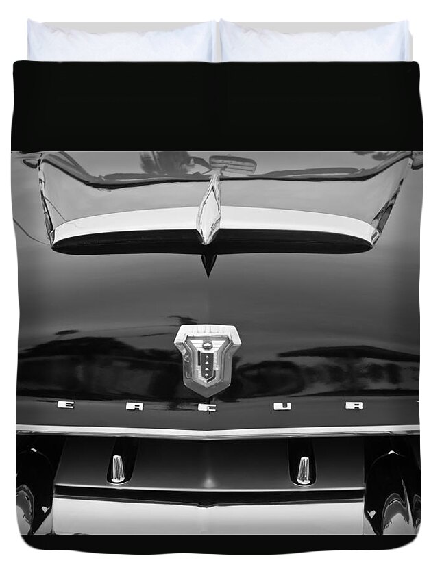 1953 Mercury Monterey Convertible Hood Ornament Duvet Cover featuring the photograph 1953 Mercury Monterey Convertible Hood Ornament - Emblem by Jill Reger