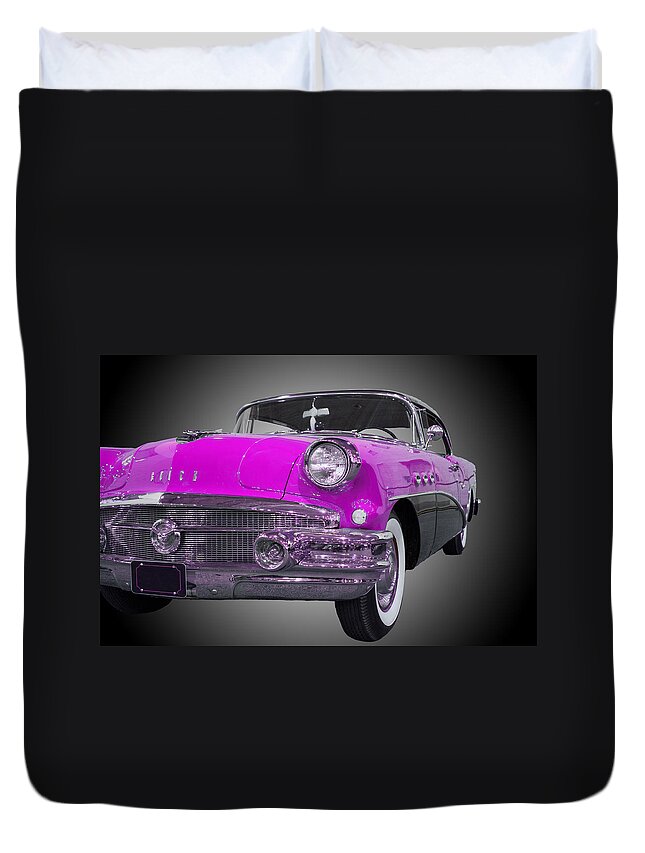 1957 Buick Special Riviera Coupe Duvet Cover featuring the photograph 1956 Buick Special Riviera Coupe-purple by Michael Porchik
