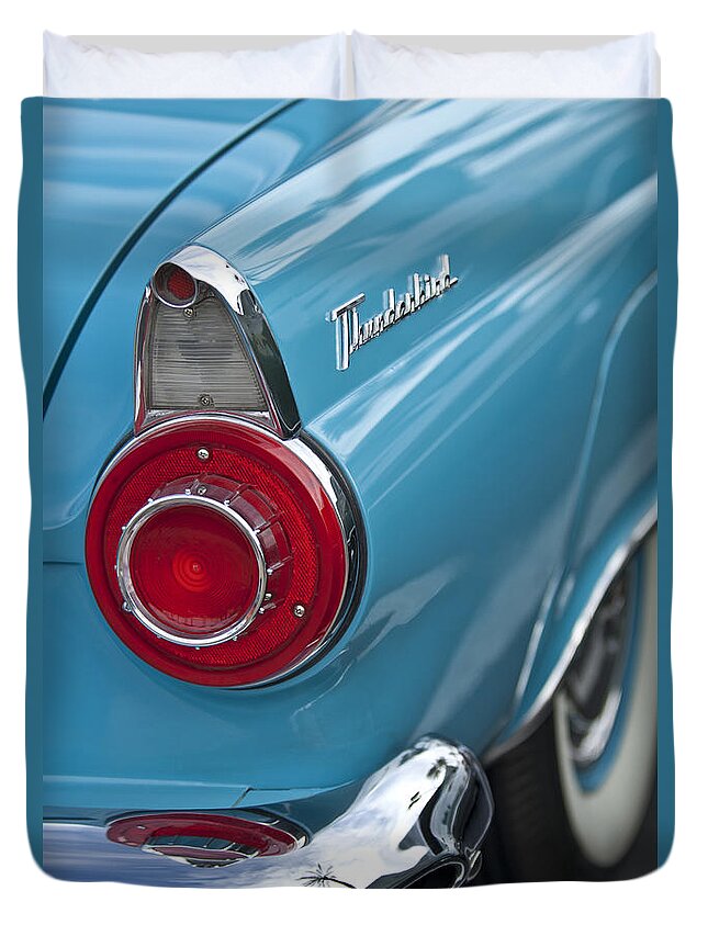 1956 Ford Thunderbird Duvet Cover featuring the photograph 1956 Ford Thunderbird Taillight and Emblem by Jill Reger