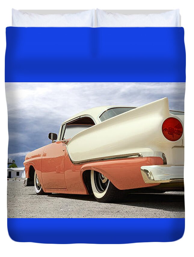 1957 Ford Duvet Cover featuring the photograph 1957 Ford Fairlane Lowrider by Mike McGlothlen