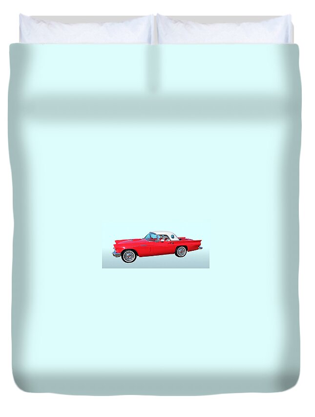 1957 Ford Thunderbird Duvet Cover featuring the photograph 1957 Ford Thunderbird by Aaron Berg