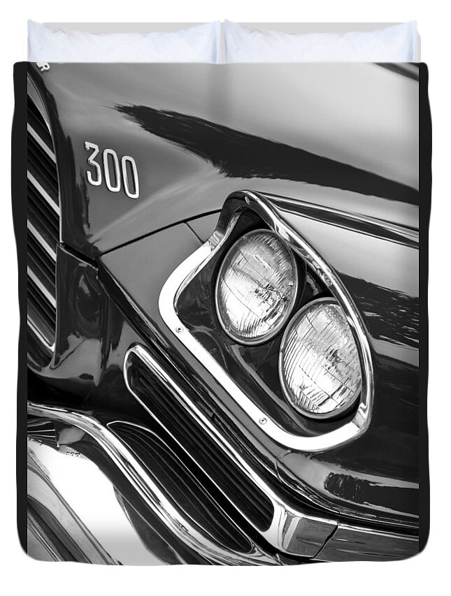 1959 Chrysler 300 Hood Emblem Duvet Cover featuring the photograph 1959 Chrysler 300 Hood Emblem by Jill Reger
