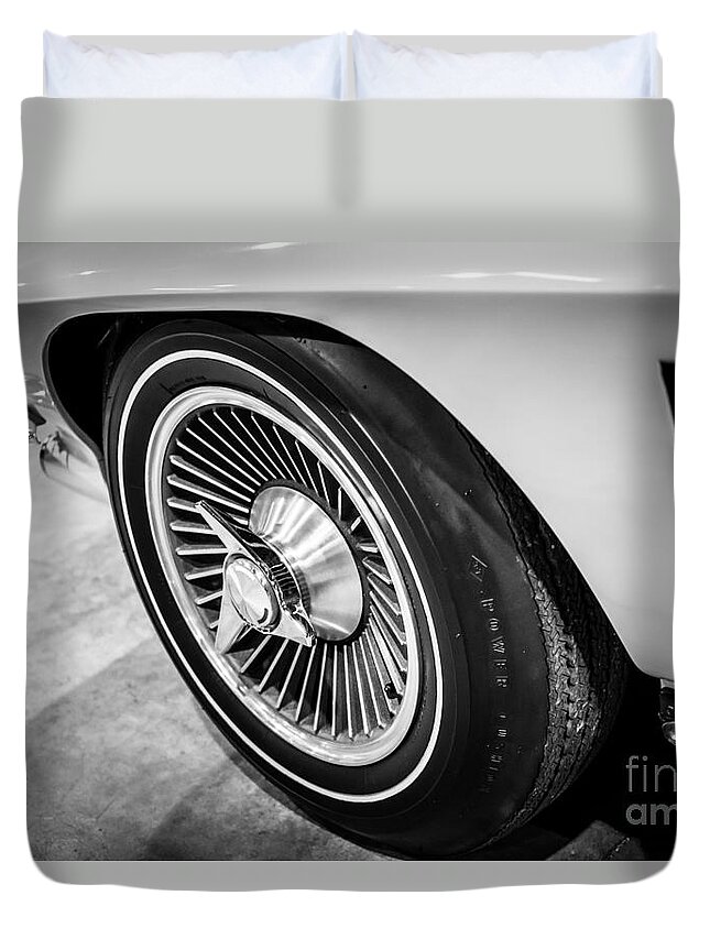 1960's Duvet Cover featuring the photograph 1960's Chevrolet Corvette C2 Spinner Wheel by Paul Velgos