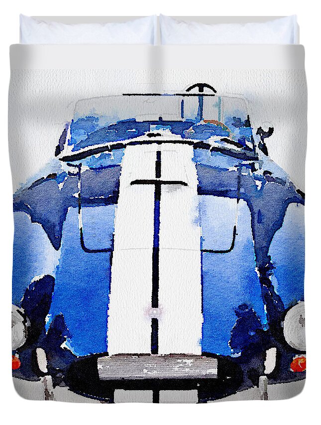 Ac Cobra Shelby Duvet Cover featuring the painting 1962 AC Cobra Shelby Watercolor by Naxart Studio