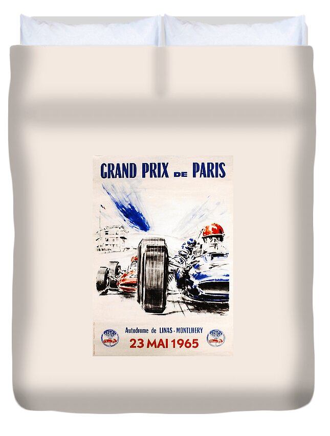 Paris Grand Prix Duvet Cover featuring the digital art 1965 Grand Prix de Paris by Georgia Clare