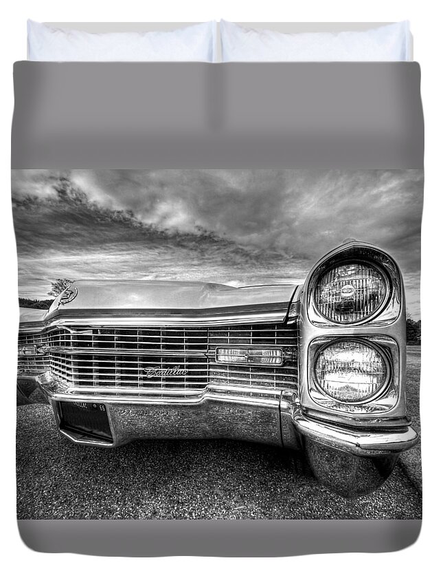 Cadillac Duvet Cover featuring the photograph 1966 Cadillac Grille and Headlights by Gill Billington