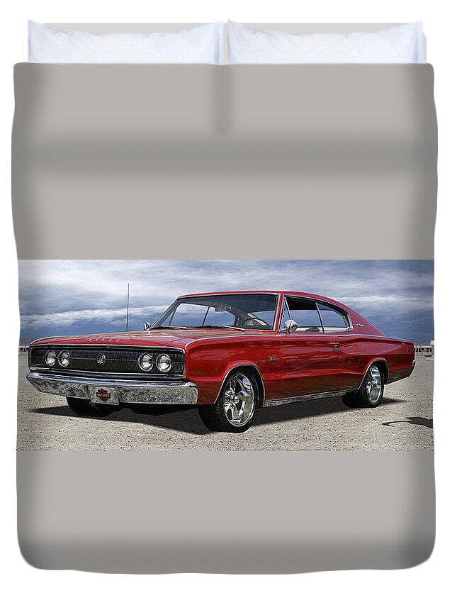 1966 Dodge Charger Duvet Cover featuring the photograph 1966 Dodge Charger by Mike McGlothlen
