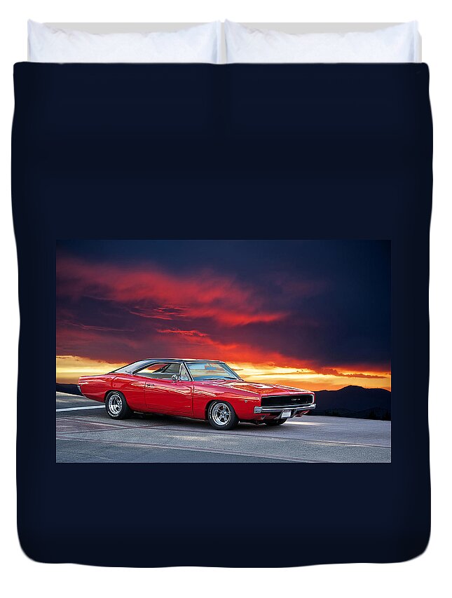 Alloy Duvet Cover featuring the photograph 1968 Dodge Charger I by Dave Koontz