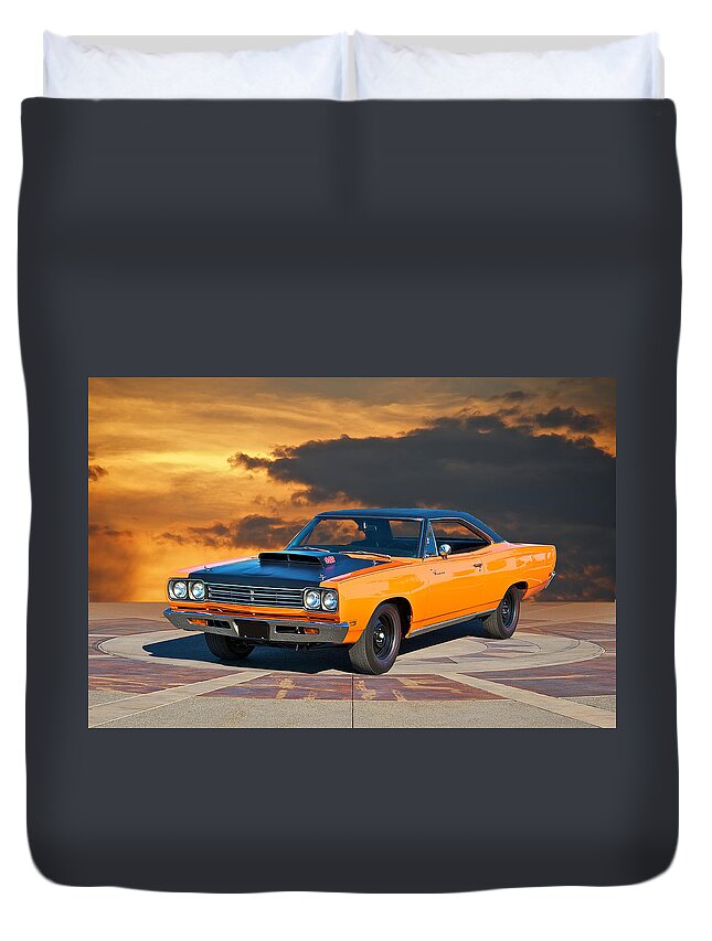 Alloy Duvet Cover featuring the photograph 1969 Plymouth 440 6BL Roadrunner by Dave Koontz
