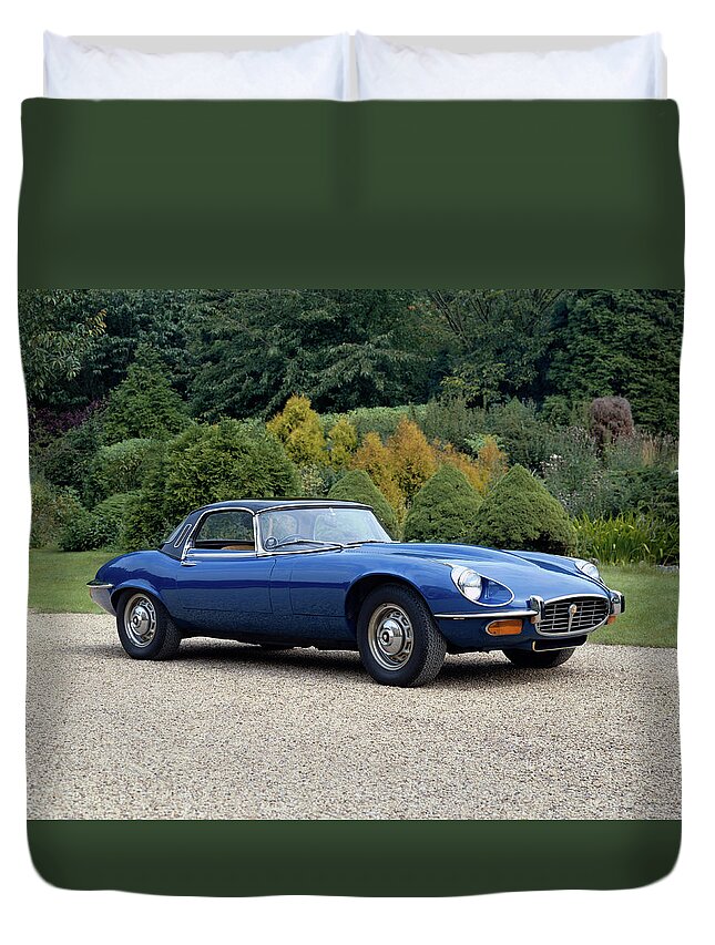 Photography Duvet Cover featuring the photograph 1973 Jaguar E-type Series IIi Roadster by Panoramic Images