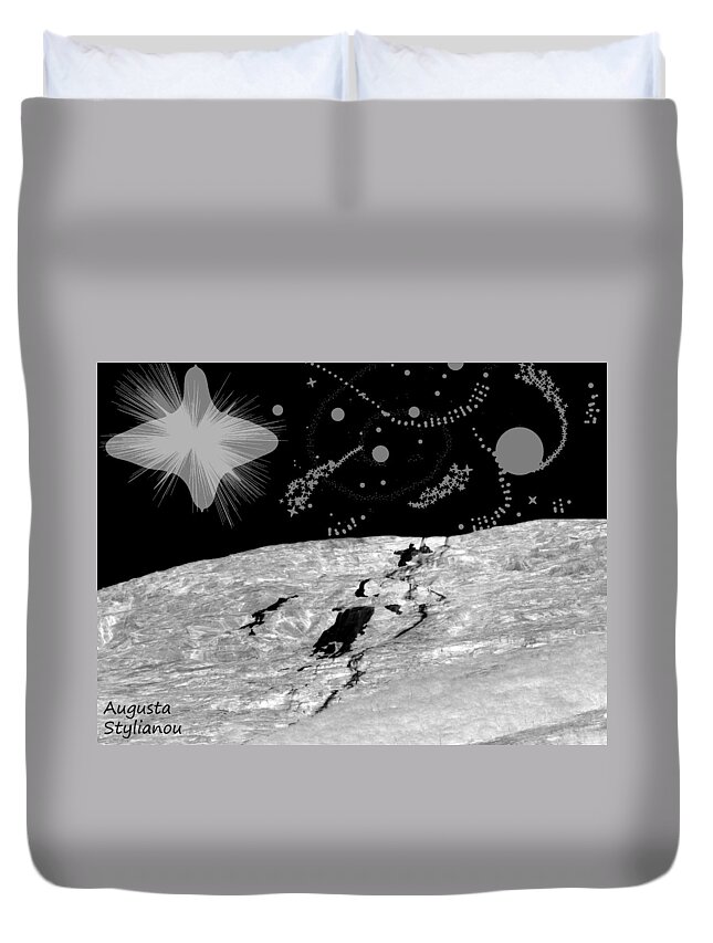 Augusta Stylianou Duvet Cover featuring the digital art Space Landscape #44 by Augusta Stylianou
