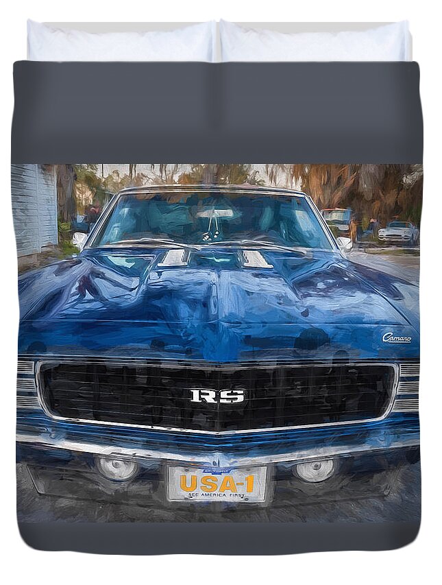 1969 Chevrolet Camaro Duvet Cover featuring the photograph 1969 Chevy Camaro RS Painted  #2 by Rich Franco