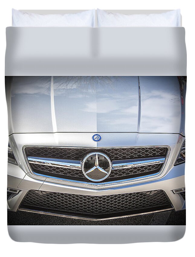 2012 Mercedes Duvet Cover featuring the photograph 2012 Mercedes CLS 63 AMG Twin Turbo BW by Rich Franco