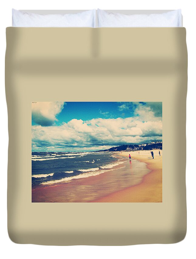 Vintage Photography Duvet Cover featuring the photograph A Day At The Beach #2 by Phil Perkins