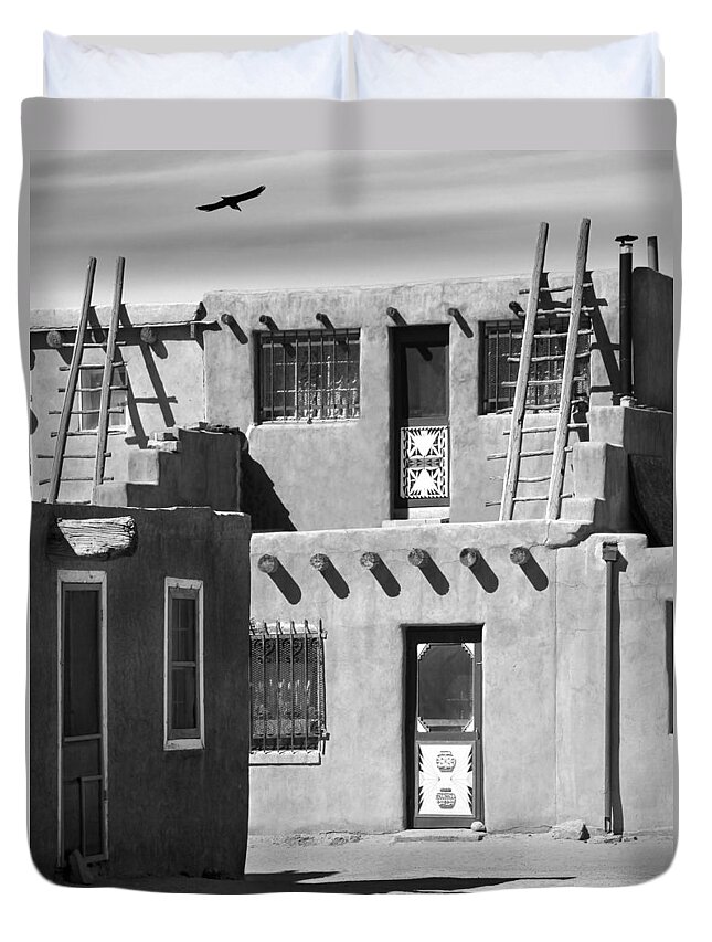 Acoma Pueblo Duvet Cover featuring the photograph Acoma Pueblo Adobe Homes #3 by Mike McGlothlen